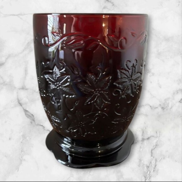 Princess House Ruby Red Fantasia Glass Pillar Candle Holder - Picture 3 of 5